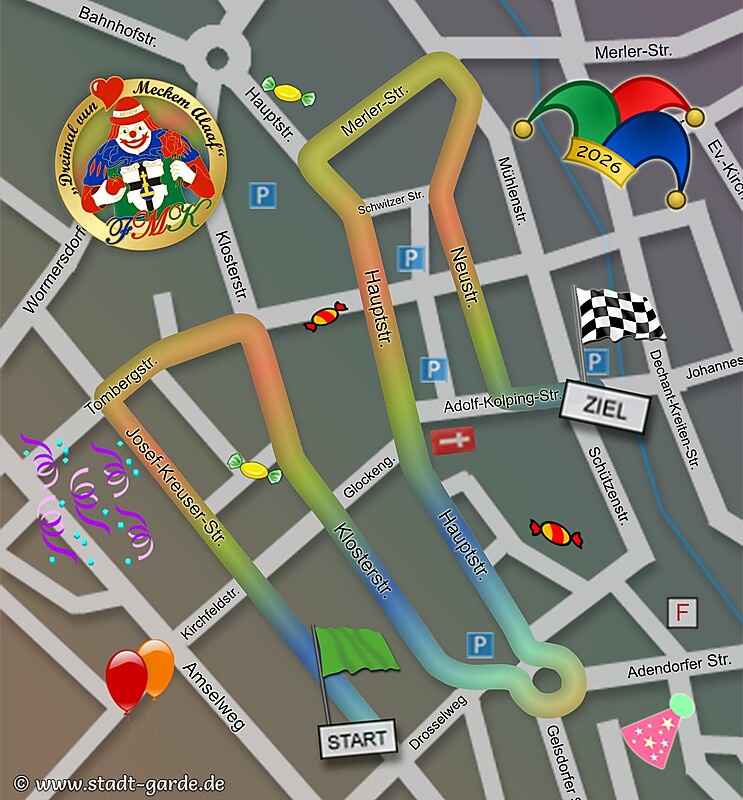 Zugweg vom Meckenheimer Karnevalsumzug am 15.02.2026